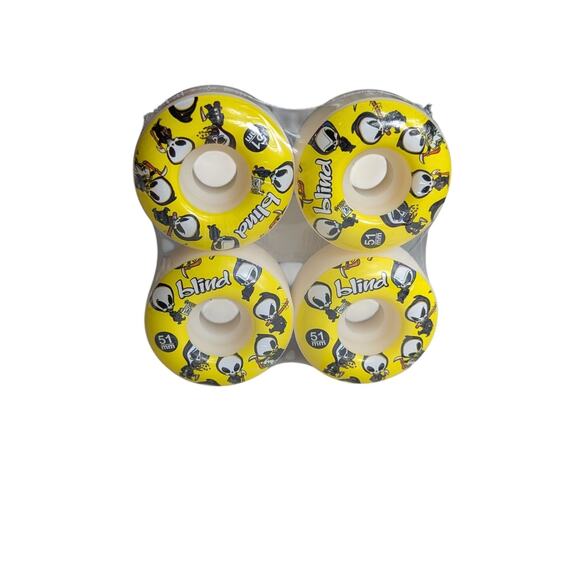Blind Reaper Set Of 4 Wallaper 51mm Skateboard Wheels 10111182-Yellow New/Sealed - Picture 1 of 2